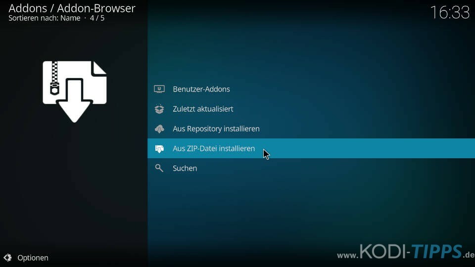 Kodi Addon Browser: instalar desde un archivo ZIP