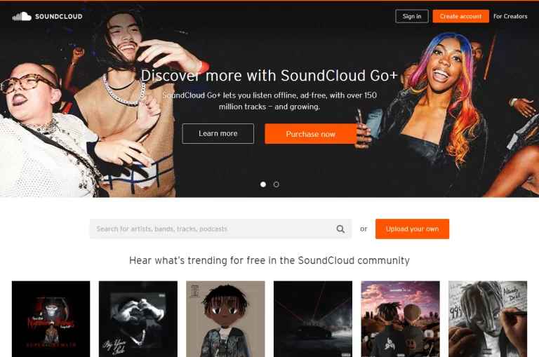 toca crear cuenta en el sitio web de SoundCloud
