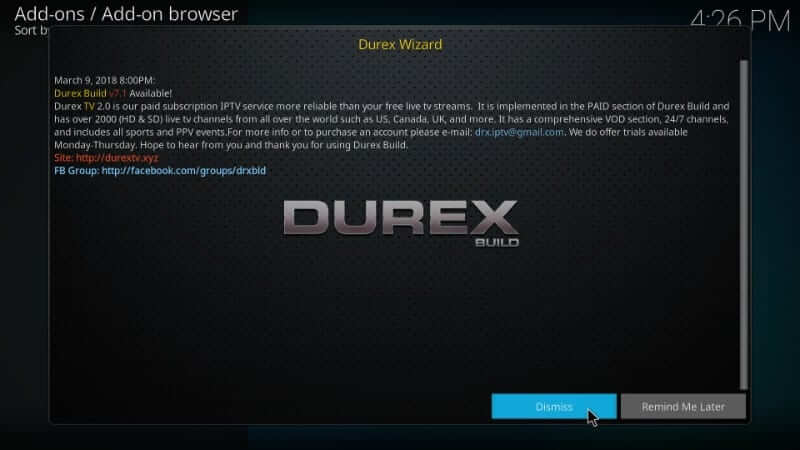 Descartar - Durex Kodi Build