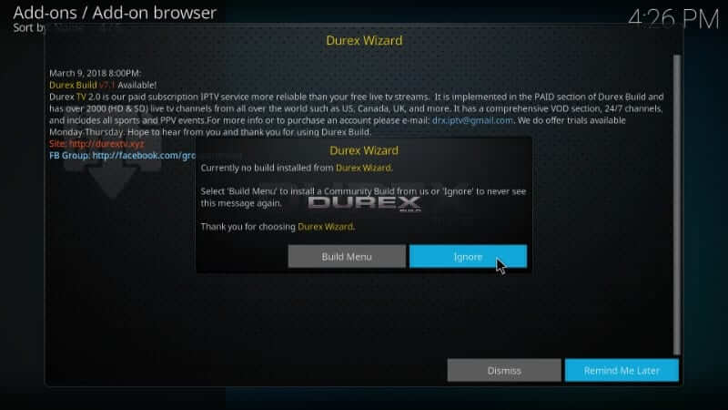 Ignorar - Durex Kodi Build