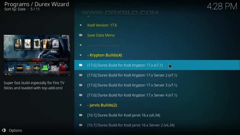 Elegir servidor - Durex Kodi Build