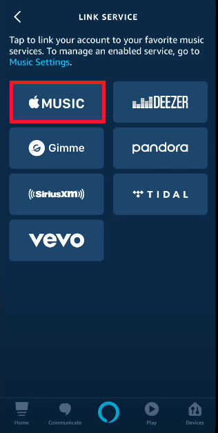 haga clic en Apple Music en la pantalla