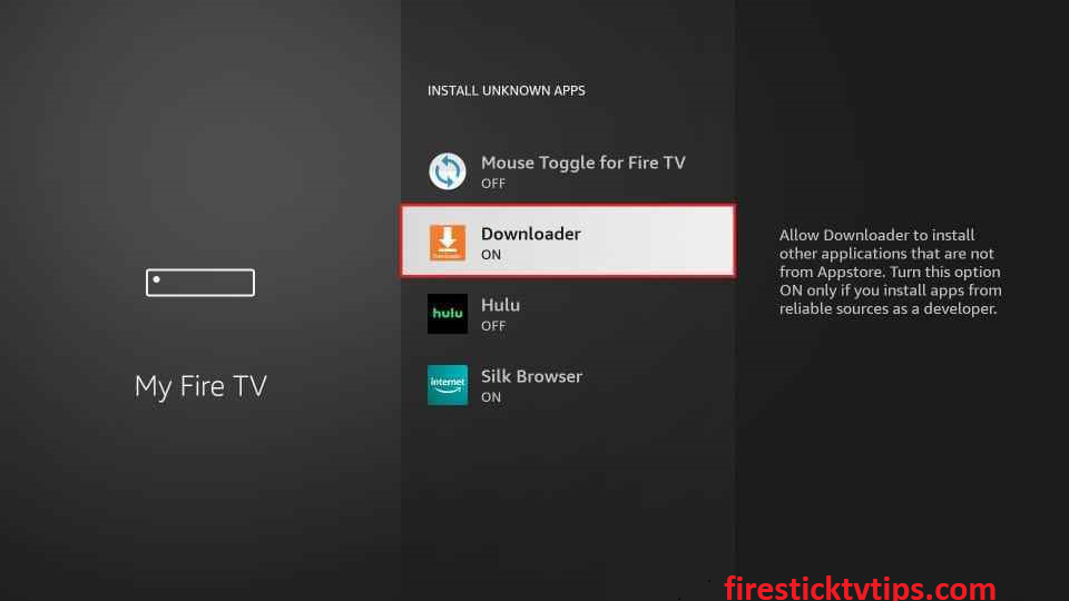   Encienda Downloader para instalar Dream TV en Firestick