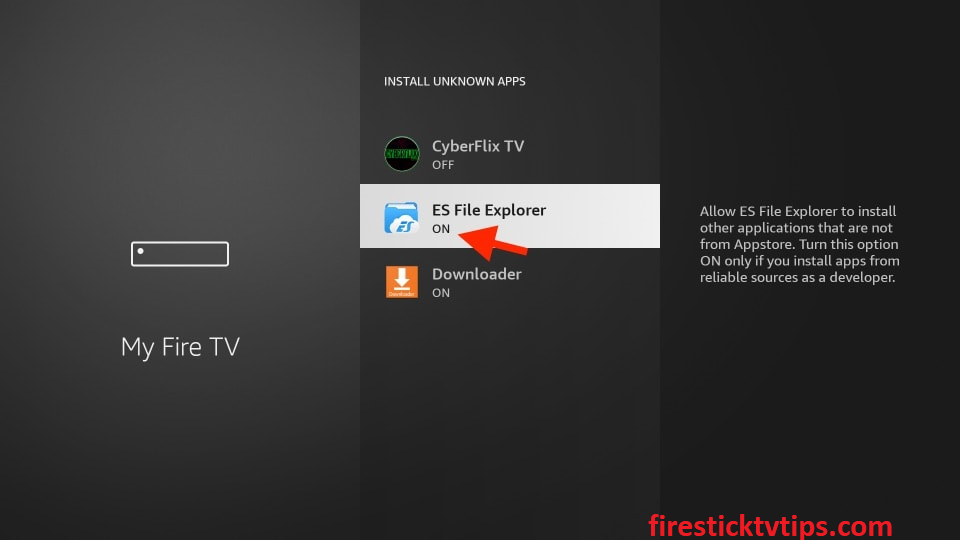 Active ES File Explorer para obtener Dream TV en Firestick