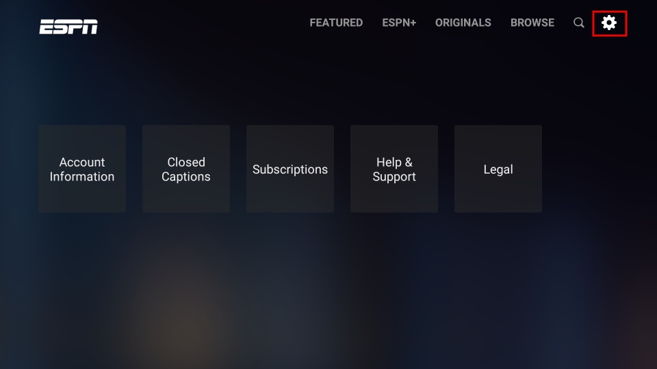 Configuración en la aplicación ESPN