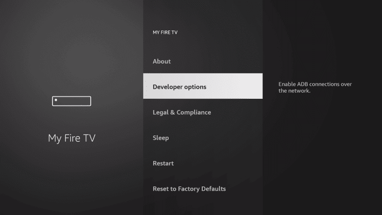 Opciones de desarrollador en My Fire TV