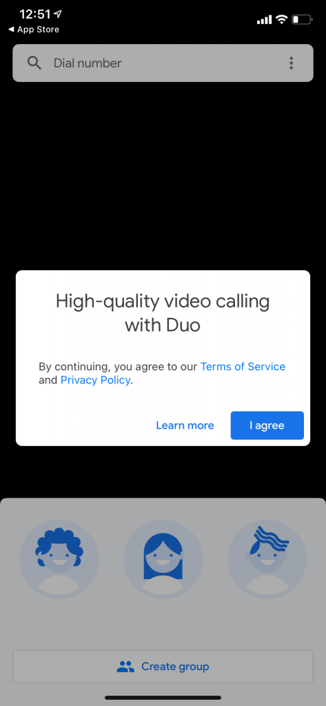 Marca el número para hacer una videollamada en Google Duo